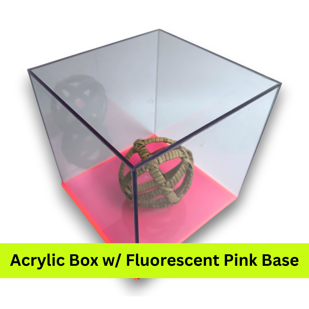 Acrylic 5-Sided Box w/ Fluorescent Pink Acrylic Base