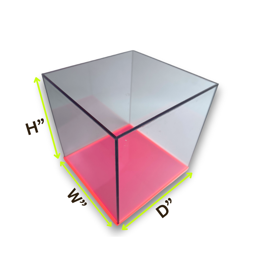 Acrylic 5-Sided Box w/ Fluorescent Pink Acrylic Base