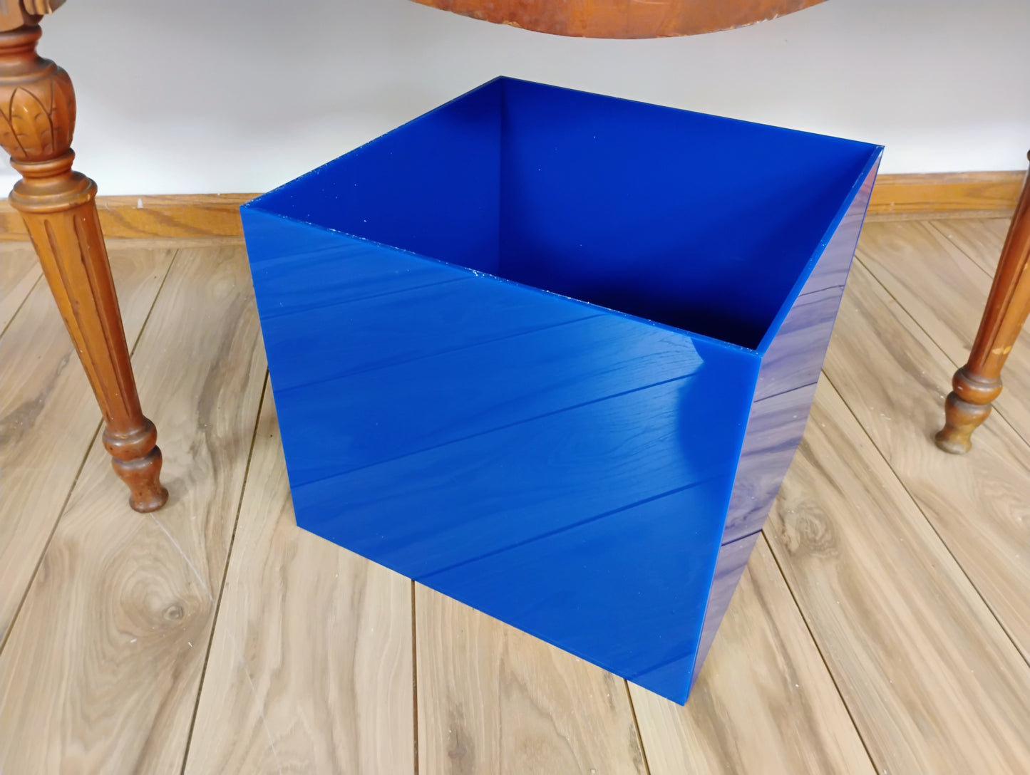 Custom made blue acrylic display case