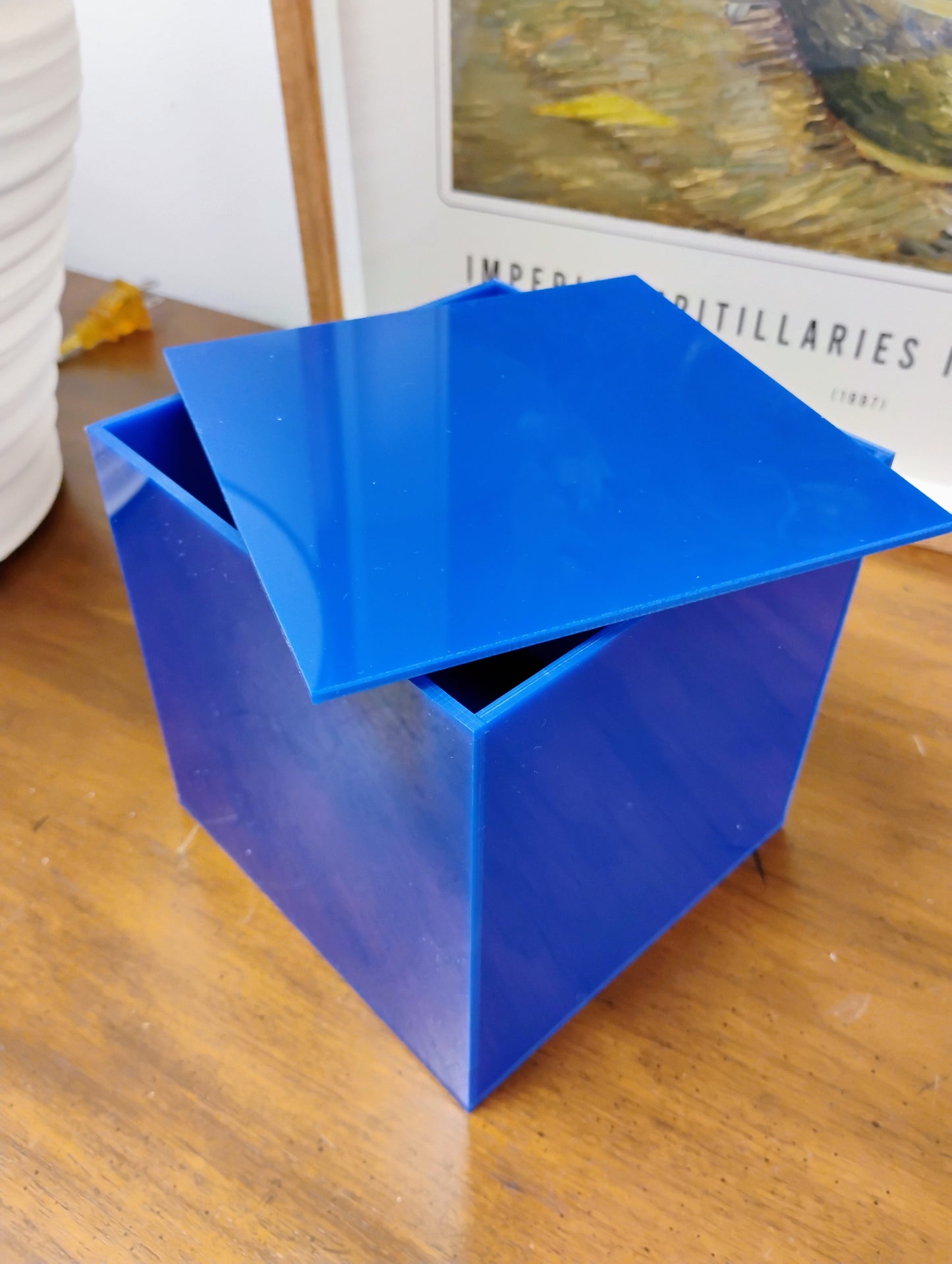 Custom acrylic blue box 2051 with removable top lid