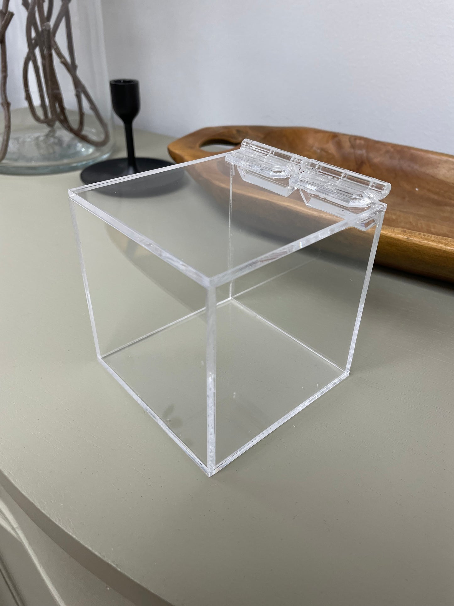 Acrylic 5-Sided Box w/ Hinged Lid