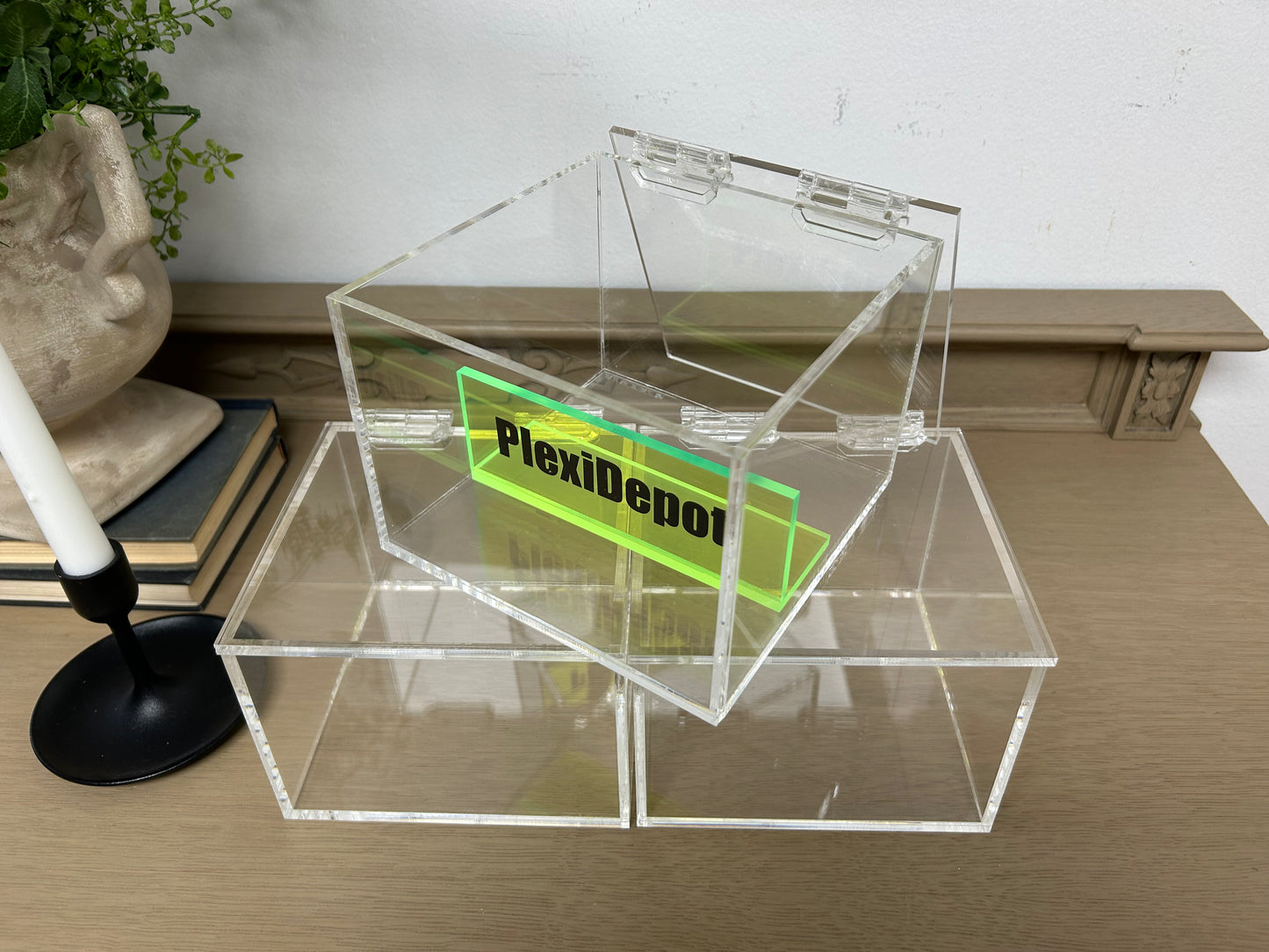 Acrylic 5-Sided Box w/ Hinged Lid