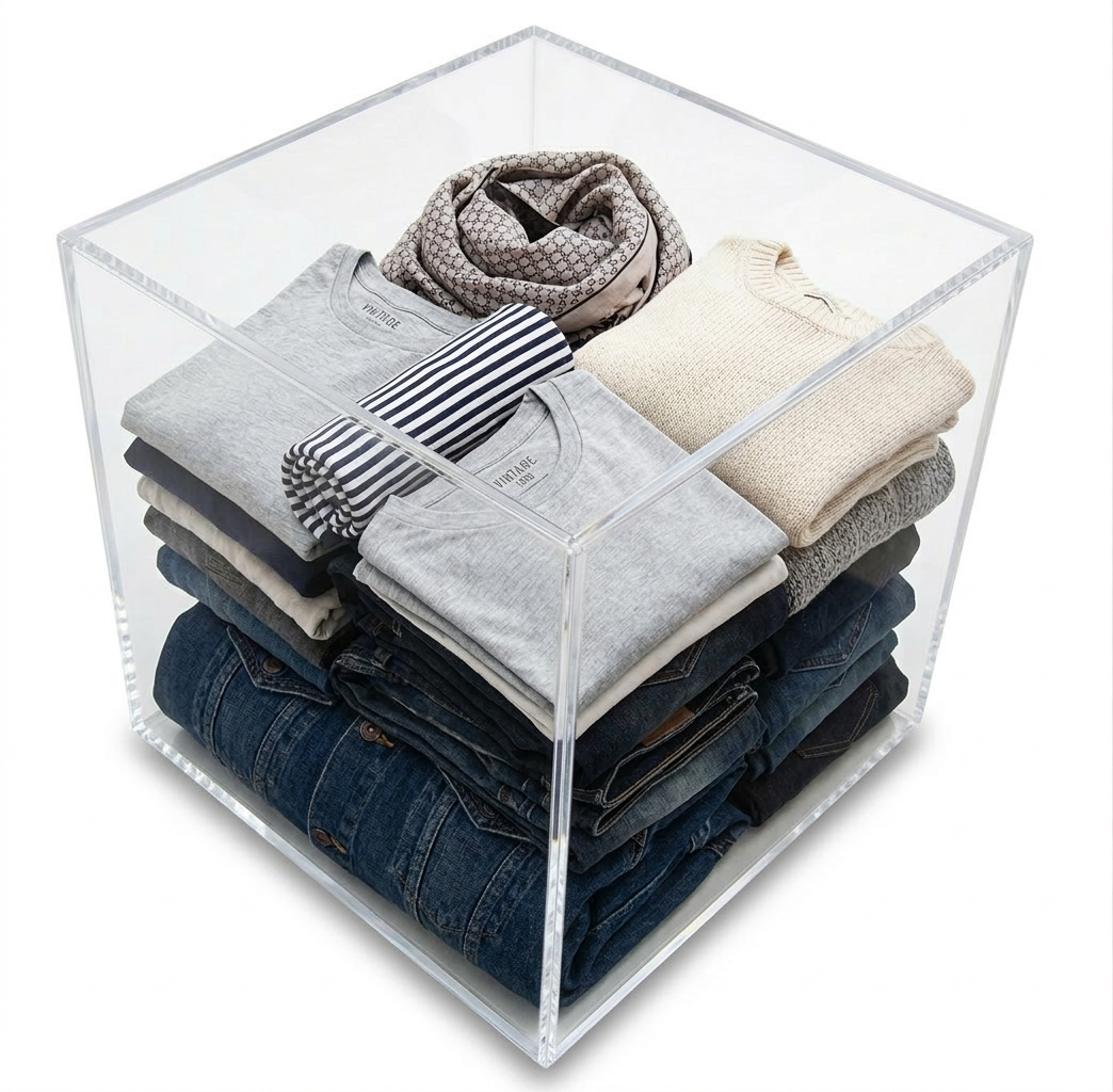 Plexidepot fabricating clear acrylic display boxes.