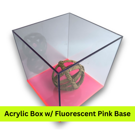 Acrylic 5-Sided Box w/ Fluorescent Pink Acrylic Base
