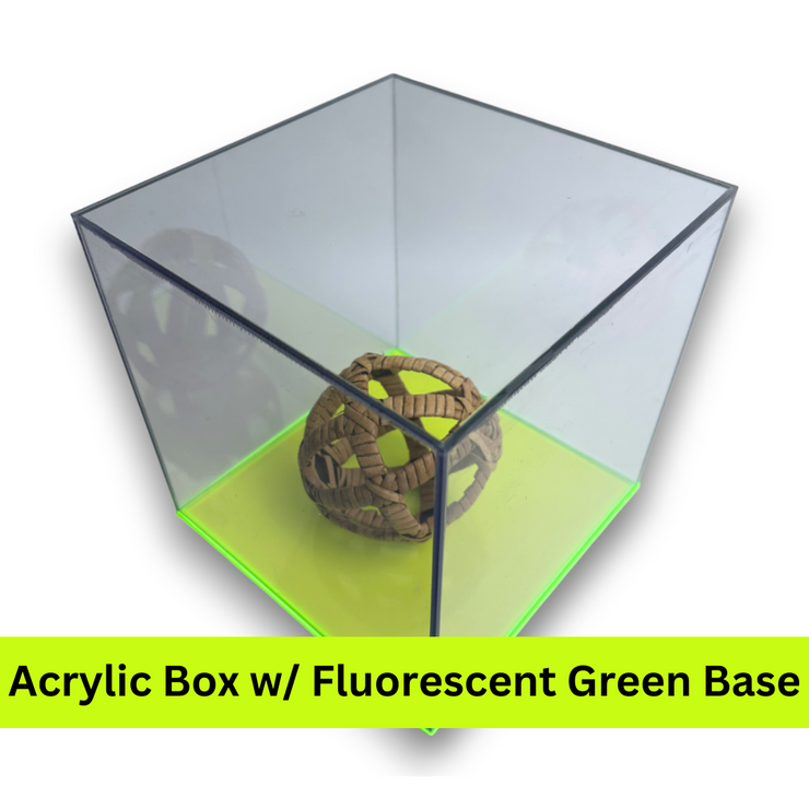 Acrylic 5-Sided Box w/ Fluorescent Green Acrylic Base