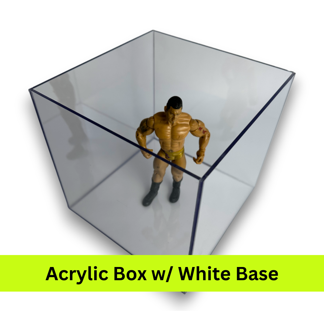 Acrylic 5-Sided Box w/ White Base – PlexiDepot