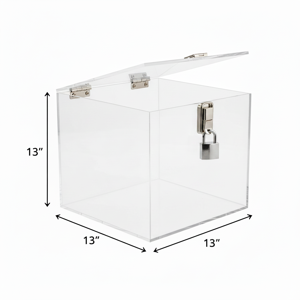 Clear acrylic box with a Hinged Lid and Hasp Lock