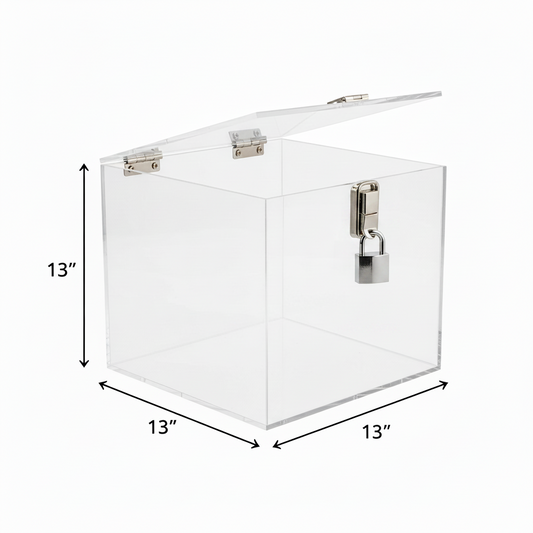 Clear acrylic box with a Hinged Lid and Hasp Lock
