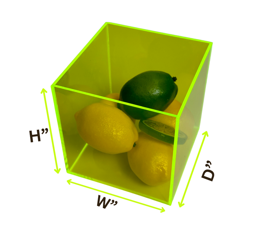 5-Sided Fluorescent Green Acrylic Box