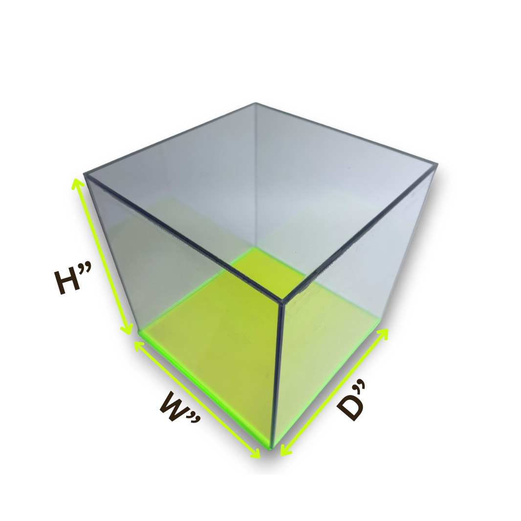 Acrylic 5-Sided Box w/ Fluorescent Green Acrylic Base