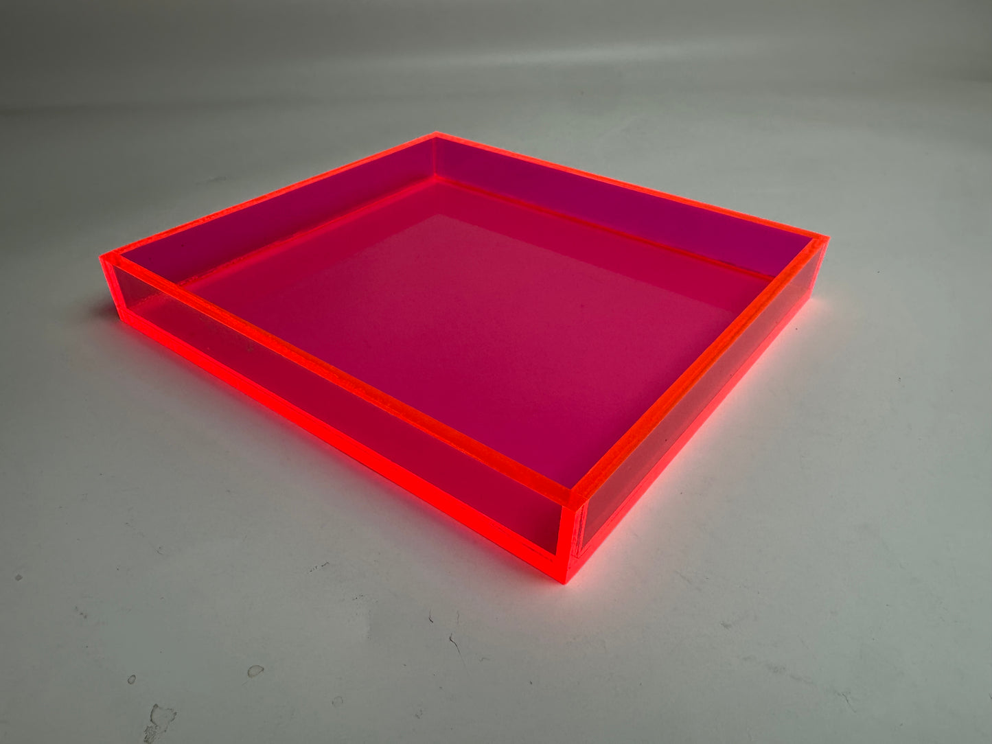 Plexidepot offering Custom Made Fluorescent Red Acrylic Trays
