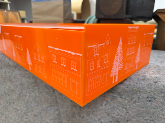 Custom Made Orange Acrylic Box With Top Sliding Door