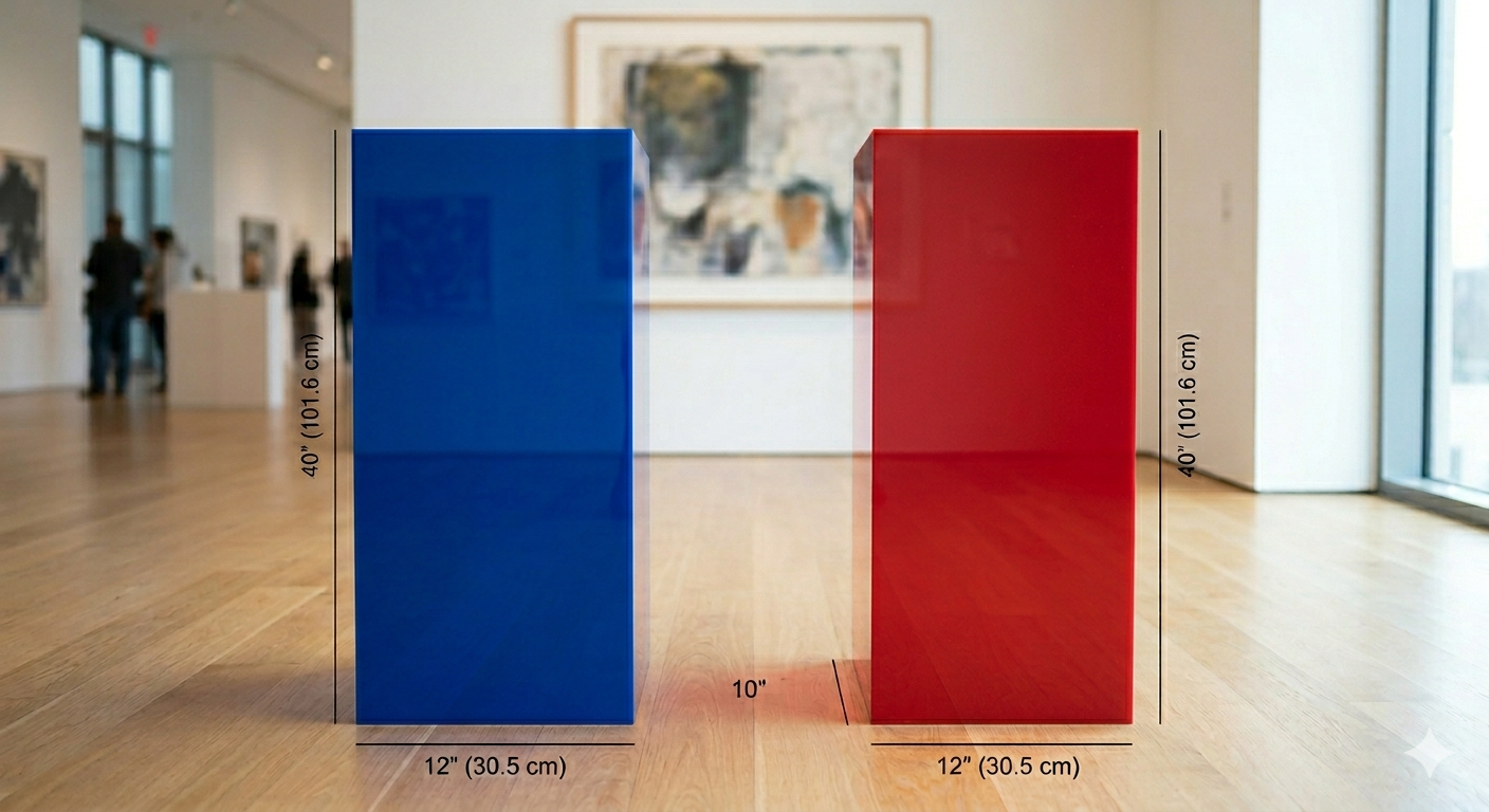 Custom Made Red And Blue Acrylic Display Pedestals 