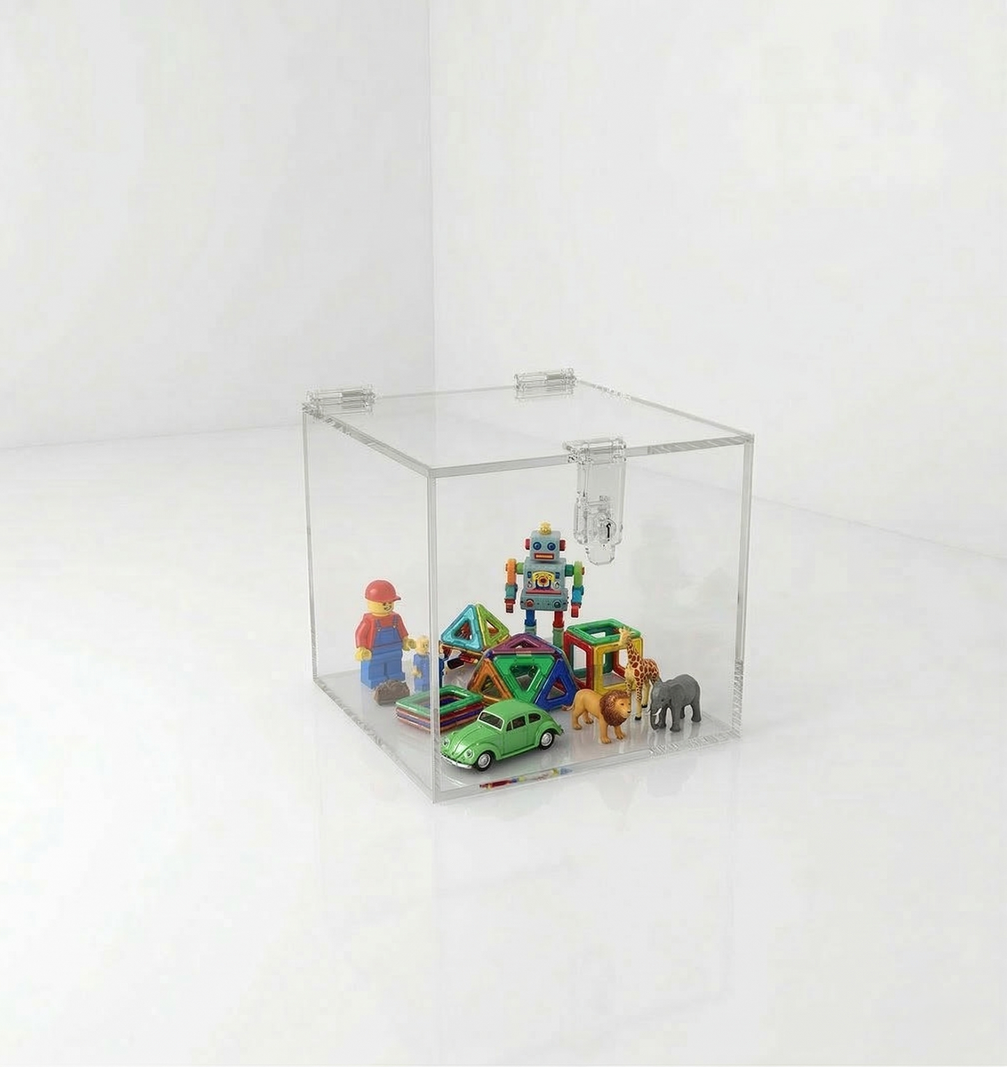 Clear Acrylic 5-Sided Box w/ Hasp Lock