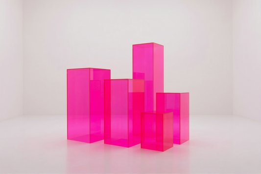 Fluorescent Pink Acrylic Display Pedestals