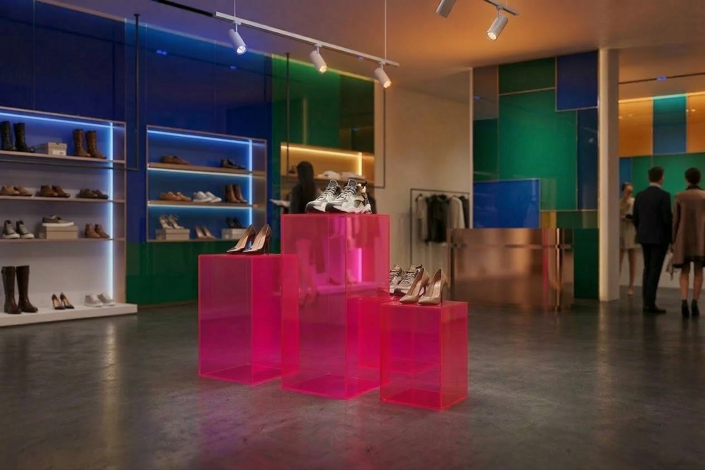 Fluorescent Pink Acrylic Display Pedestals