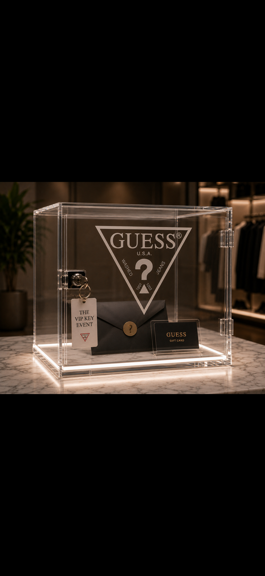 Custom Made Acrylic Boxes With Camlock And UV Printed Logo / LED Light Base
