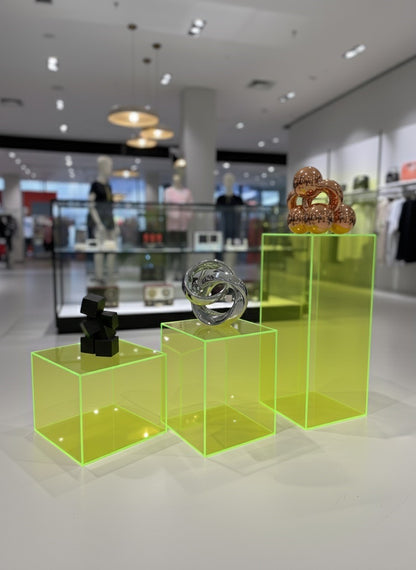Fluorescent Green Acrylic Display Pedestals