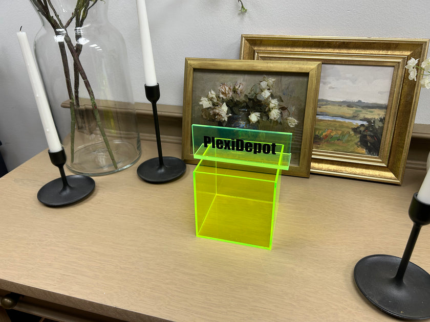 5-Sided Fluorescent Green Acrylic Box