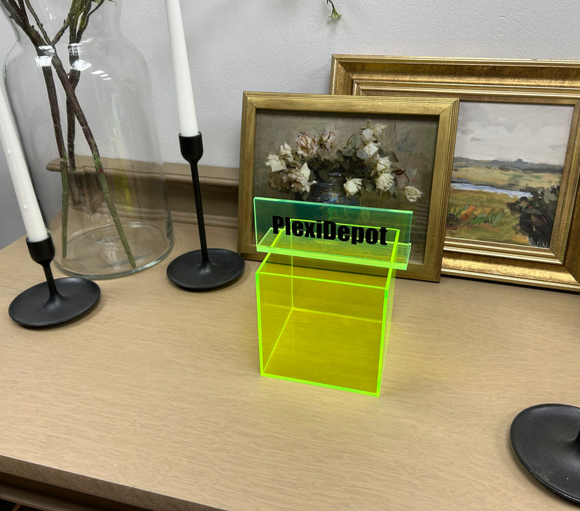 5-Sided Fluorescent Green Acrylic Box