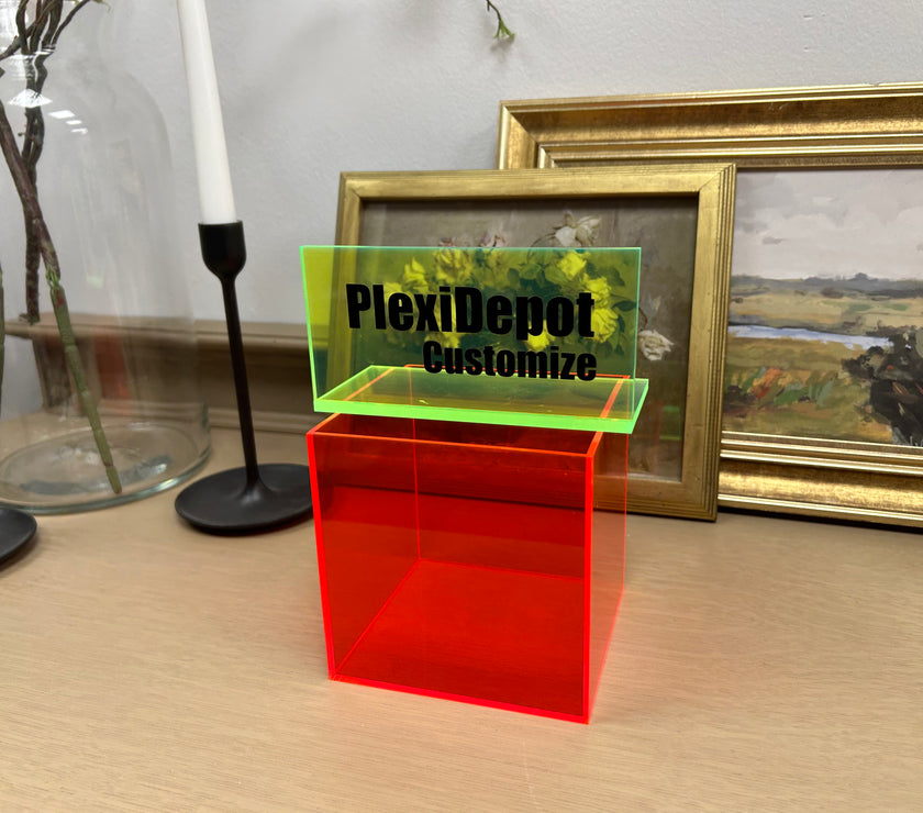 5-Sided Fluorescent Pink Acrylic Box