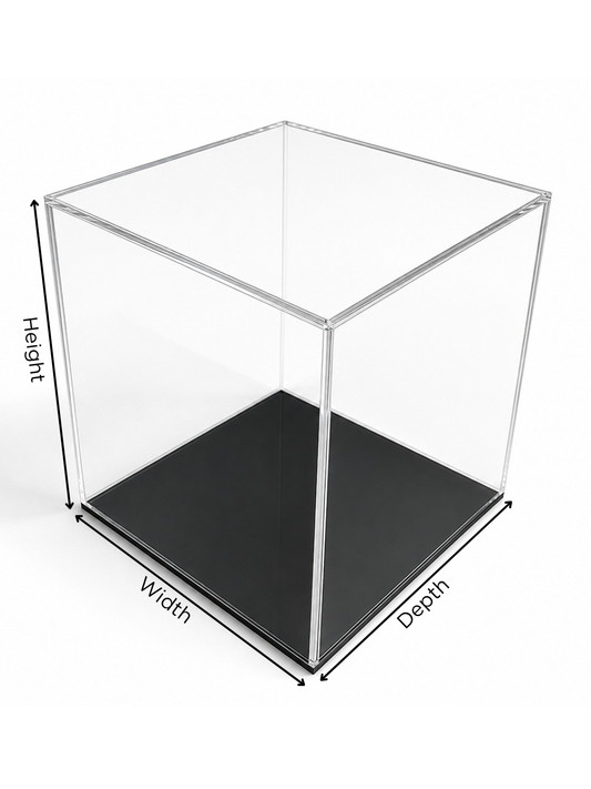 Caja de acrílico con base negra - Tamaño personalizado