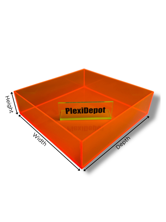 Custom 5-Sided Fluorescent Orange Acrylic Trays