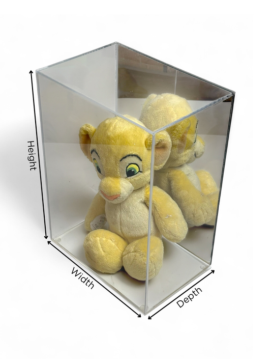 Vitrina de acrílico con base y espejo - Tamaño personalizado