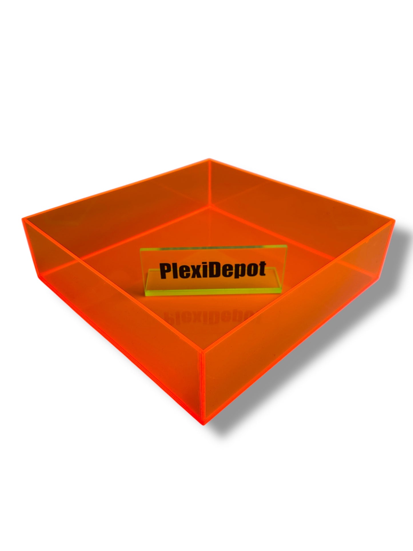 Custom 5-Sided Fluorescent Orange Acrylic Trays