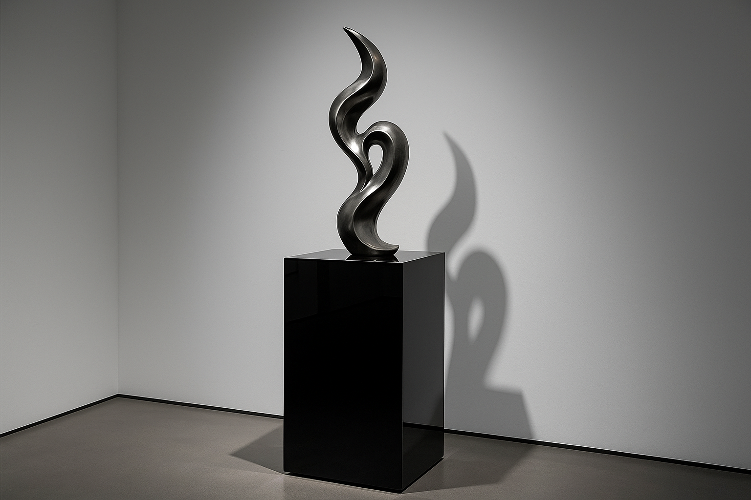 black display acrylic pedestal with sculpture on the top