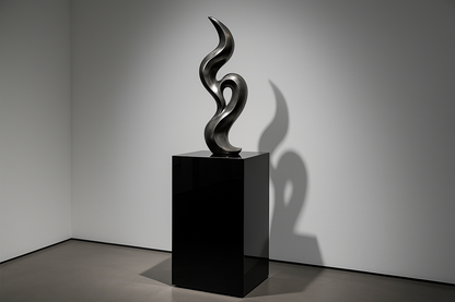 black display acrylic pedestal with sculpture on the top