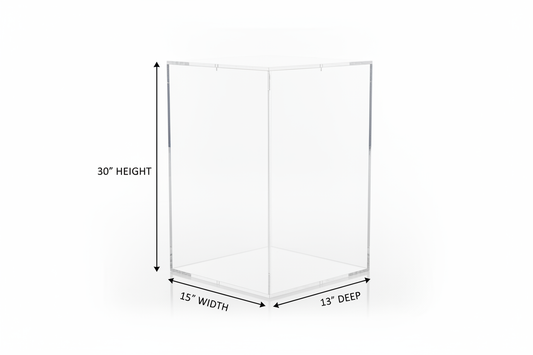 clear acrylic box 30 tall x 15 x 13 deep 