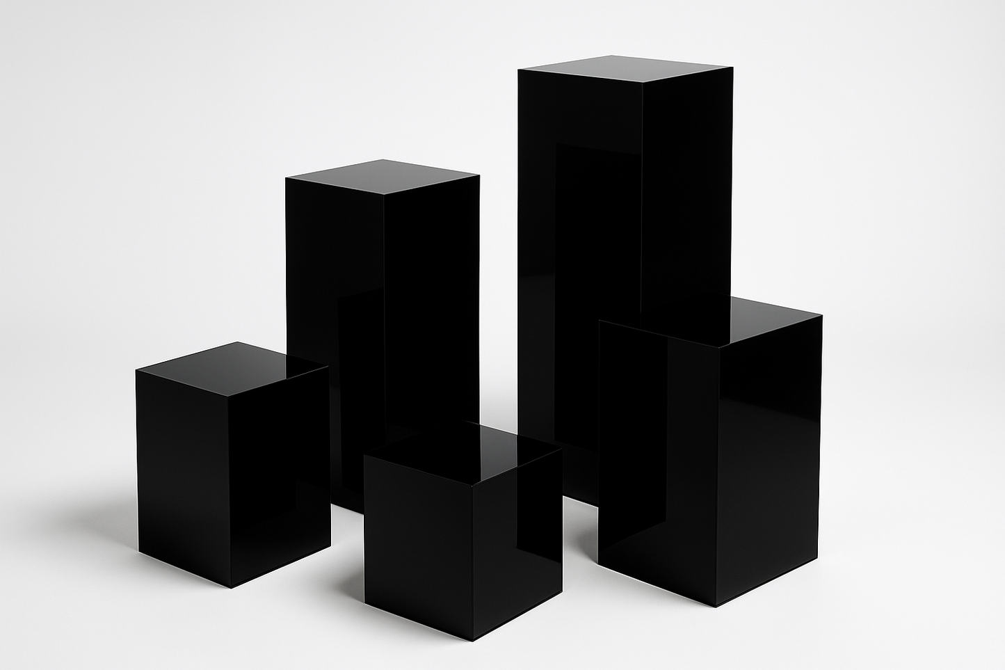 square black acrylic display pedestals