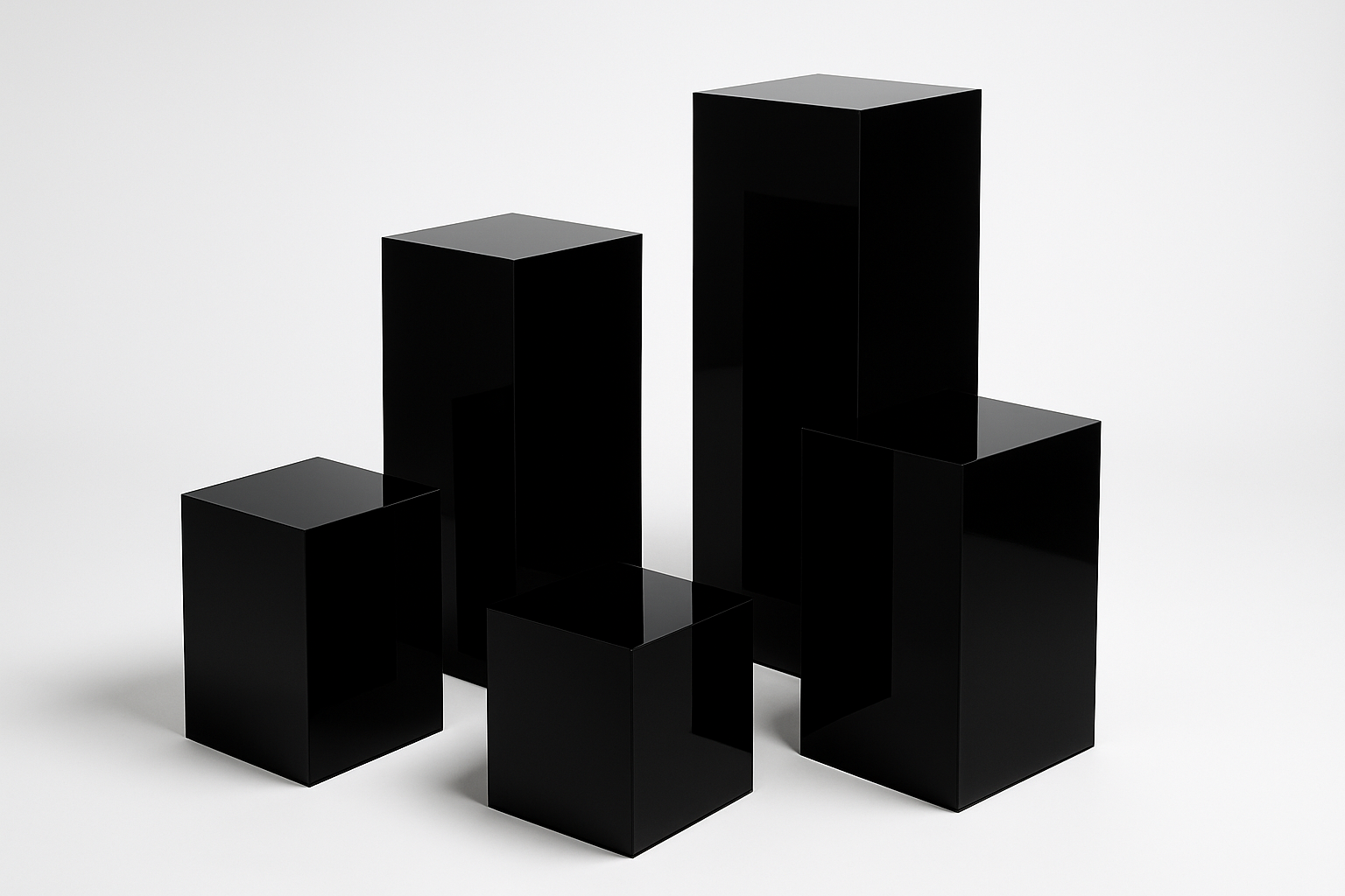 square black acrylic display pedestals