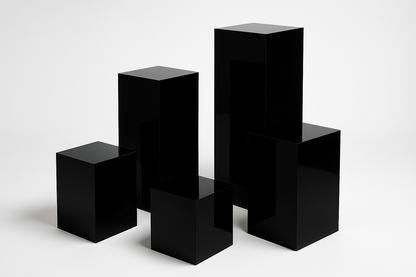 square black acrylic display pedestals